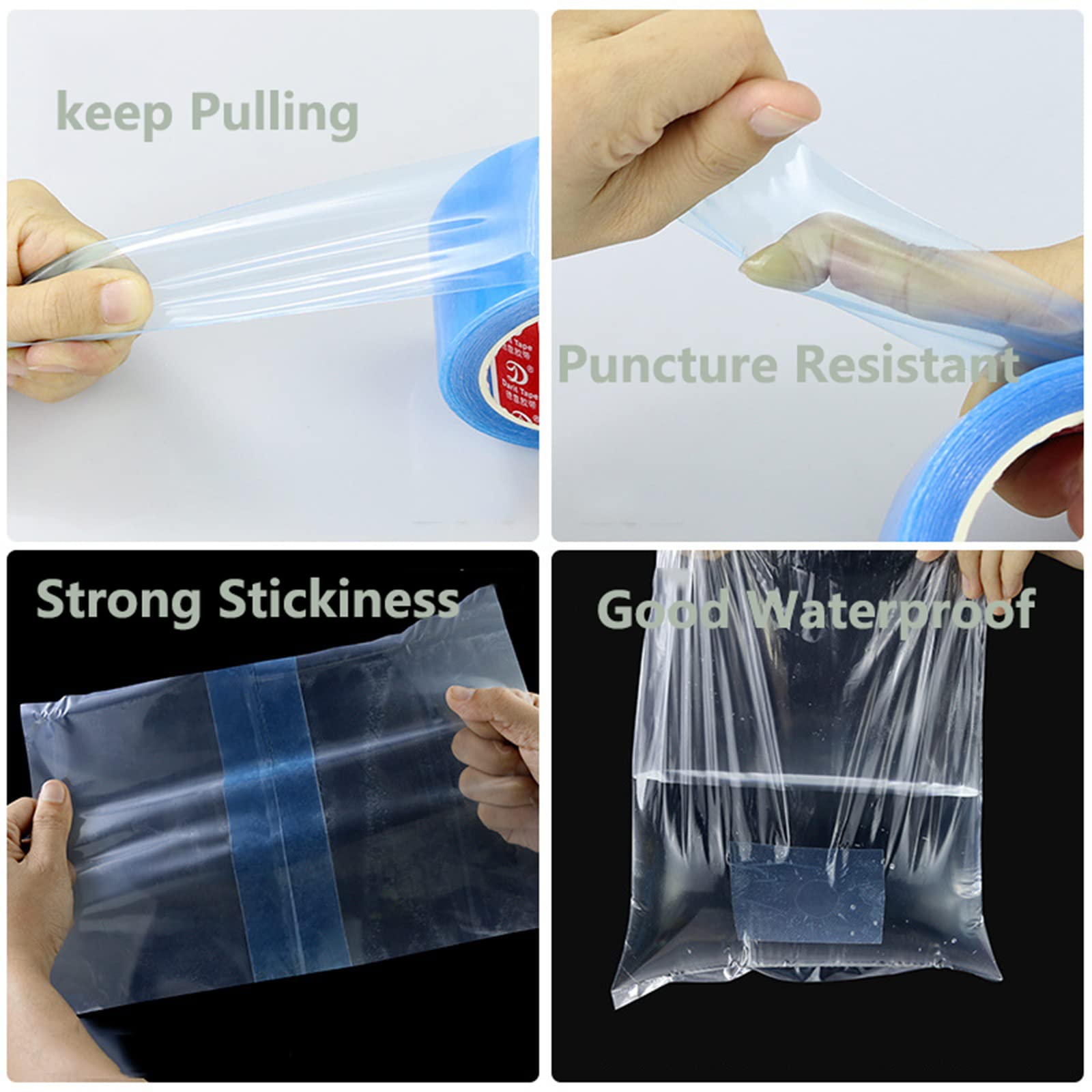 Iwinna Greenhouse Repair Tape, Extra Strong Polytunnel Polythene Blue Clear Waterproof Tape (50-25), (50mm x 25m) - Image 3