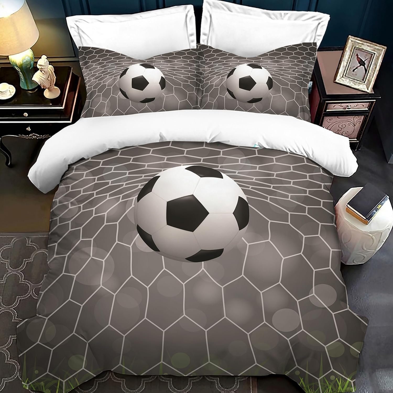 Funda Nordica Cama 105 Juvenil Infantil Fútbol Americano Funda Nórdica 200x200 Chico Adolescente Set Ropa de Cama 3D Fundas Nordicas de Microfibra Funda Edredon con Cremallera a-4