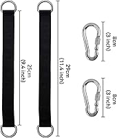 Vista 2 de Kit de 2 correas cortas para colgar en forma de árbol, 2 correas cortas para hamaca de 9.8 pulgadas con capacidad para 440 libras con mosquetón