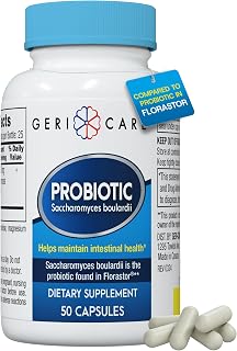 GeriCare S. Boulardii Probiotic Saccharomyces Boulardii - Probiotics for Digestive Health for Women & Men - 500mg - Compare to The Active Ingredient in Florastor Probiotic Gut Formula (50 Capsules)