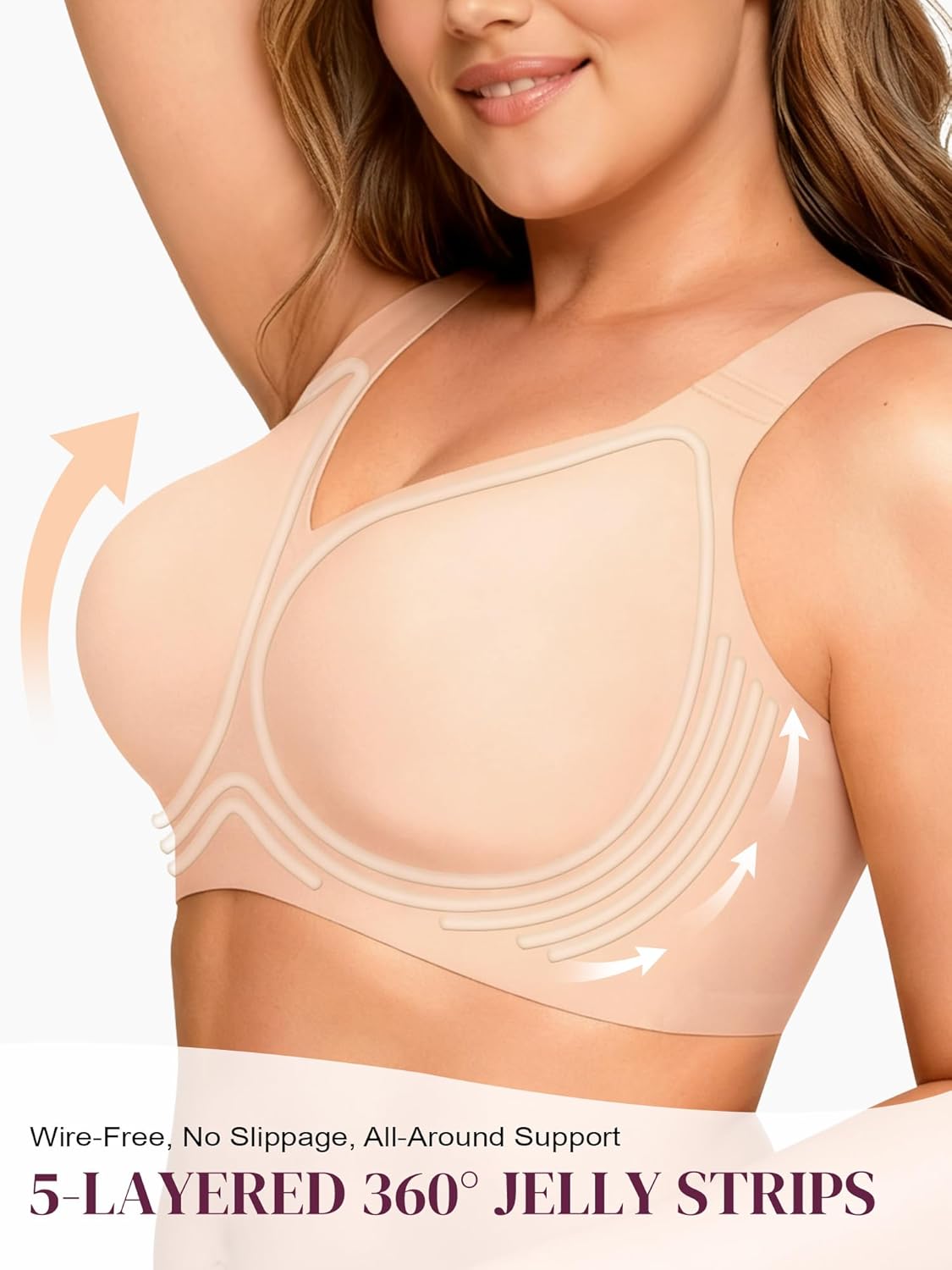 Wireless Jelly Bra for Women Plus Size Push Up Seamless Full Coverage Supportive No Underwire T-Shirt Bra - Image 2