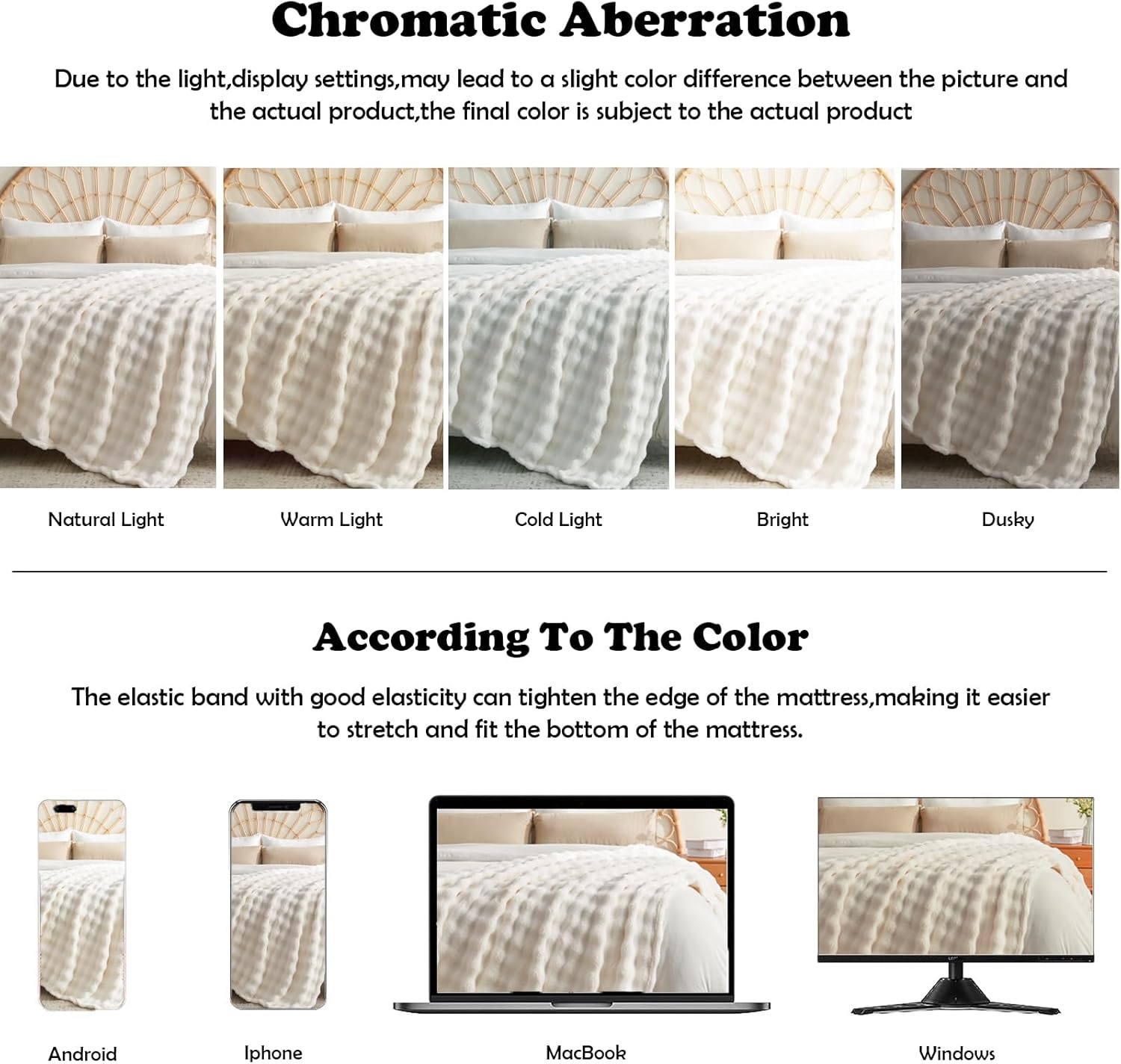 NEWCOSPLAY Throw Blanket for Couch Ivory Super Soft Flannel Fleece 3D Bubble Lightweight Bed Blanket All Season Use (Ivory, Throw(50"x60")) - Image 7