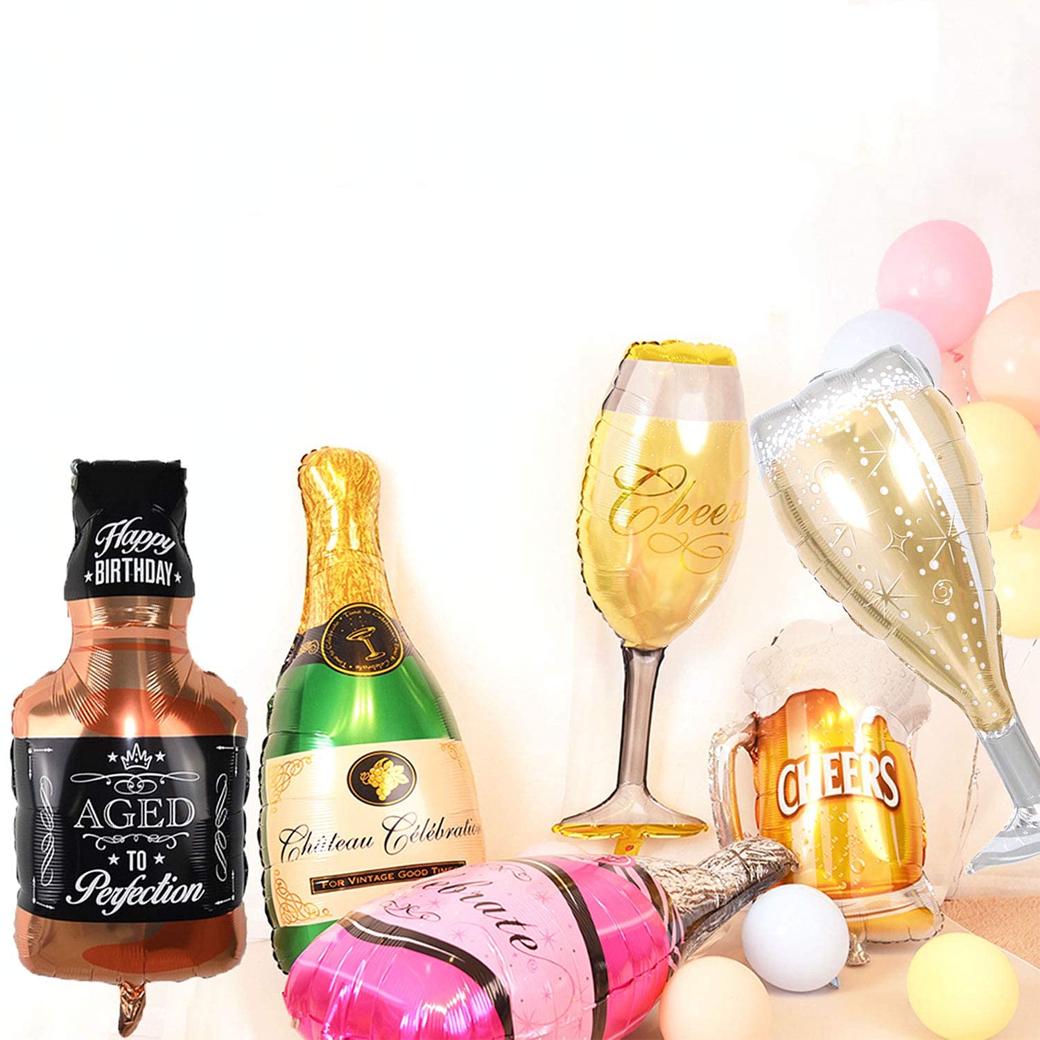 Champagne Gonflable 6 Pcs Ballon Bouteille Champagne Champagne Ballons En Aluminium En Forme De