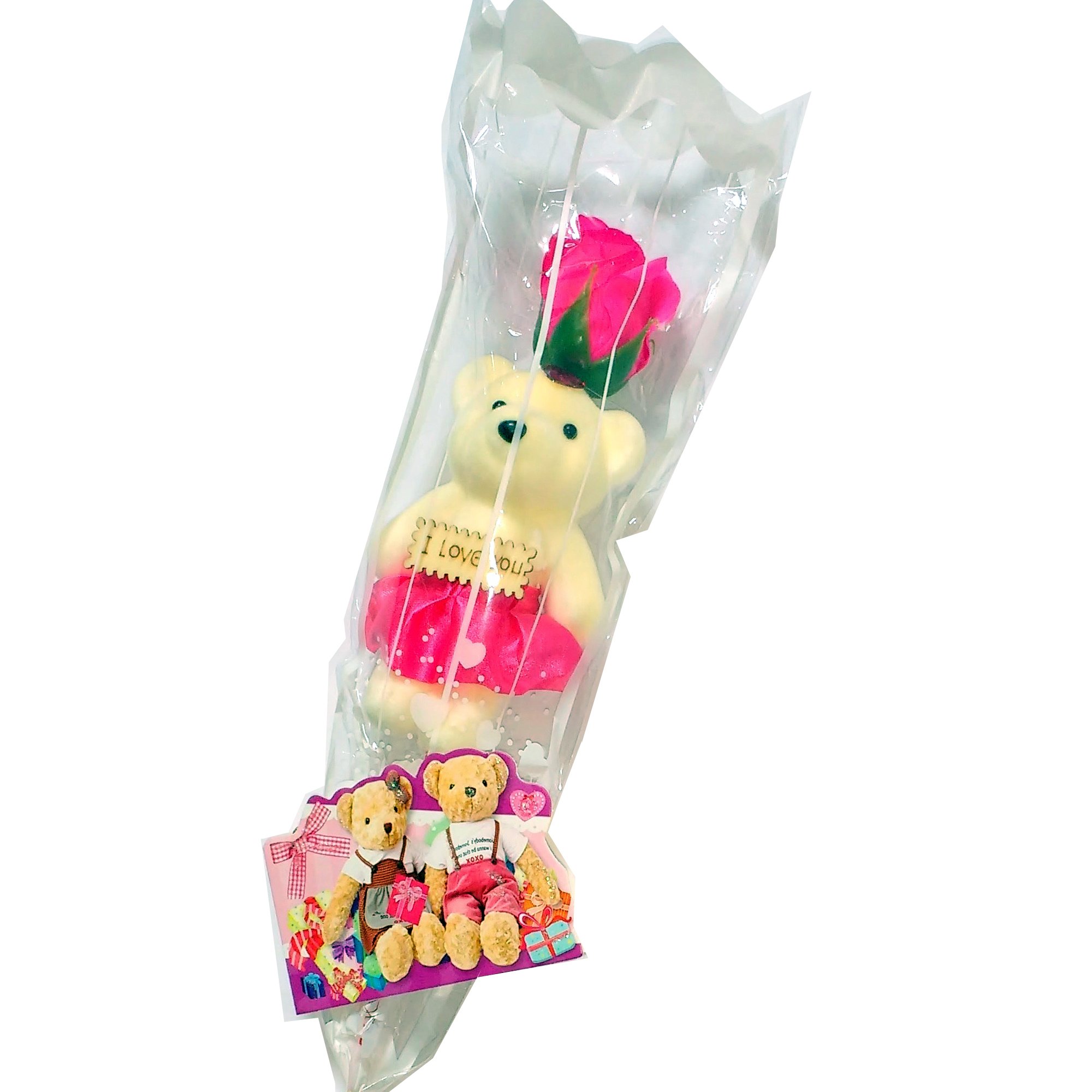 P R Smart Store | Beautiful Rose with Teddy & Mini Greeting Card Combo for Couple Love Gift (Purple)