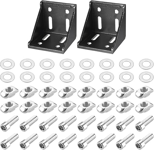 uxcell Juego de 2 soportes de esquina interior, 3.071 x 3.071 x 3.110 in, conector de ángulo 8080 para perfil de aluminio europeo serie 8080