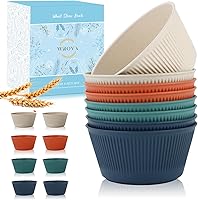 Vista 55 de Wrova Wheat Straw Bowl Sets of 8,Unbreakable Cereal Bowl 26 OZ,Microwave and Dishwasher Safe Bowls,Bowl Sets suitable for Cereal,Salad,Snack and