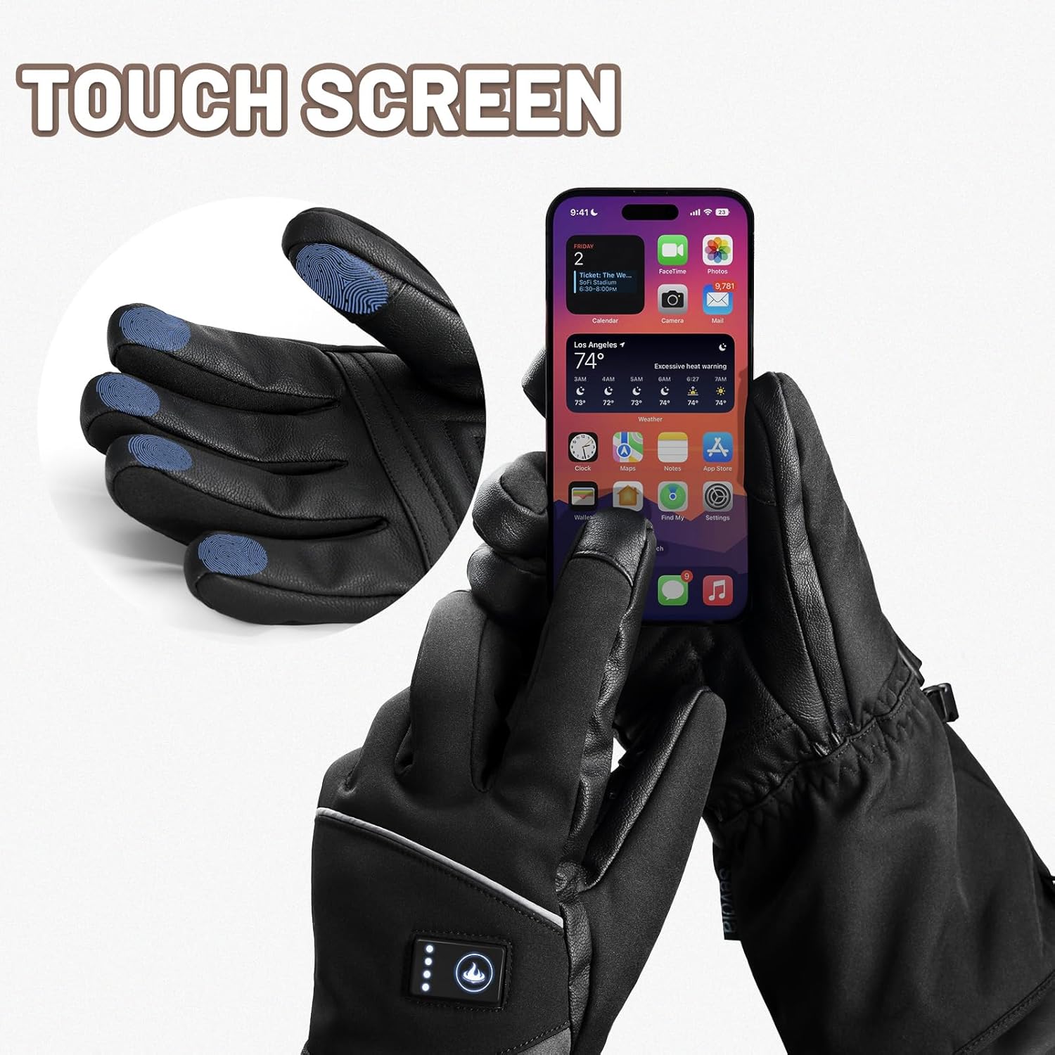 Heated Gloves for Men Women, Electric Waterproof & Windproof Rechargeable Battery Winter Motorcycle Warm Gloves with Touchscreen for Hunting Cycling Skiing Hiking Camping Working - Image 7