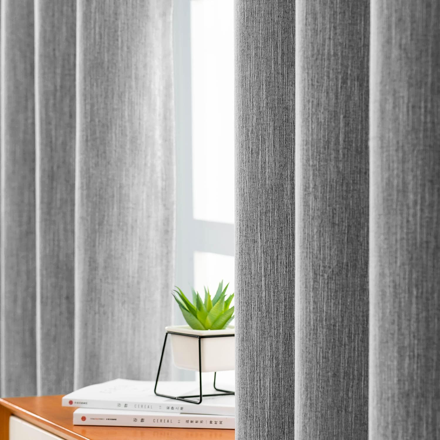 Melodieux Elegant Cotton Room Darkening Blackout Curtains for Living Room Bedroom Thermal Insulated Privacy Grommet Window Curtain Panels, 52 by 63 Inch, Grey(1 Panel