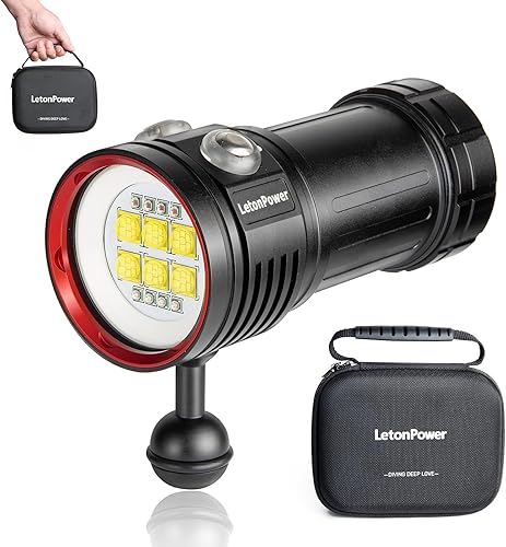 Miniatura 10 de B15 Luz de Buceo Subacuática 8000 Lúmenes Luces de Vídeo Subacuáticas 80m Luz de Buceo para Deportes Bajo el Agua, Filmación Submarina y Fotografía