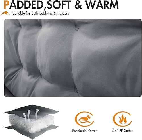 Miniatura 9 de Portal Silla de campamento doble, sofá biplaza plegable para 2 personas para adultos, cojín acolchado, para campamento, césped, sofá portátil