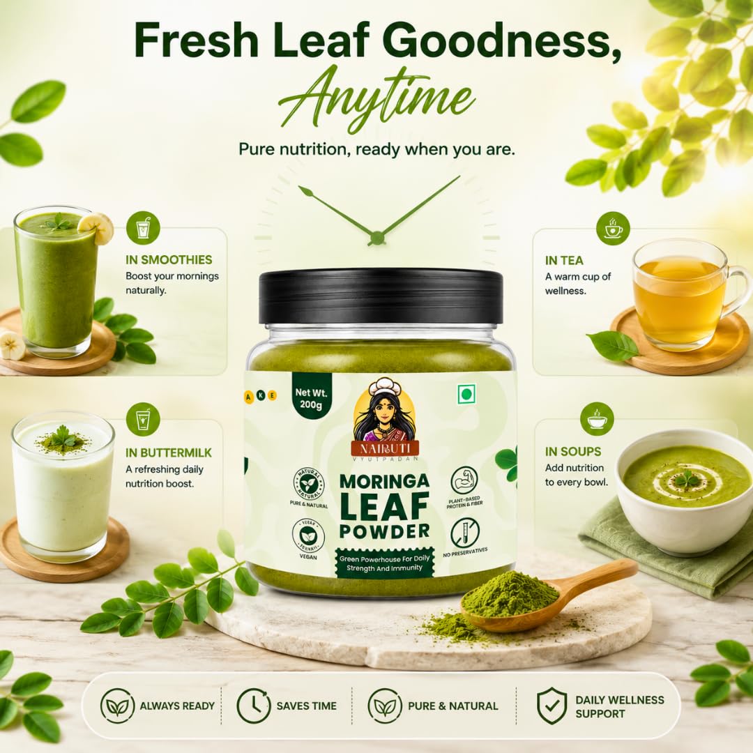 Moringa Powder 200g – Superfood Drumstick Leaf Powder for Immunity, Energy & Detox – Rich in Antioxidants & Protein – Natural Herbal Nutrition – Smoothies, Tea & Daily Wellness – Chemical-Free — Amazon image 4