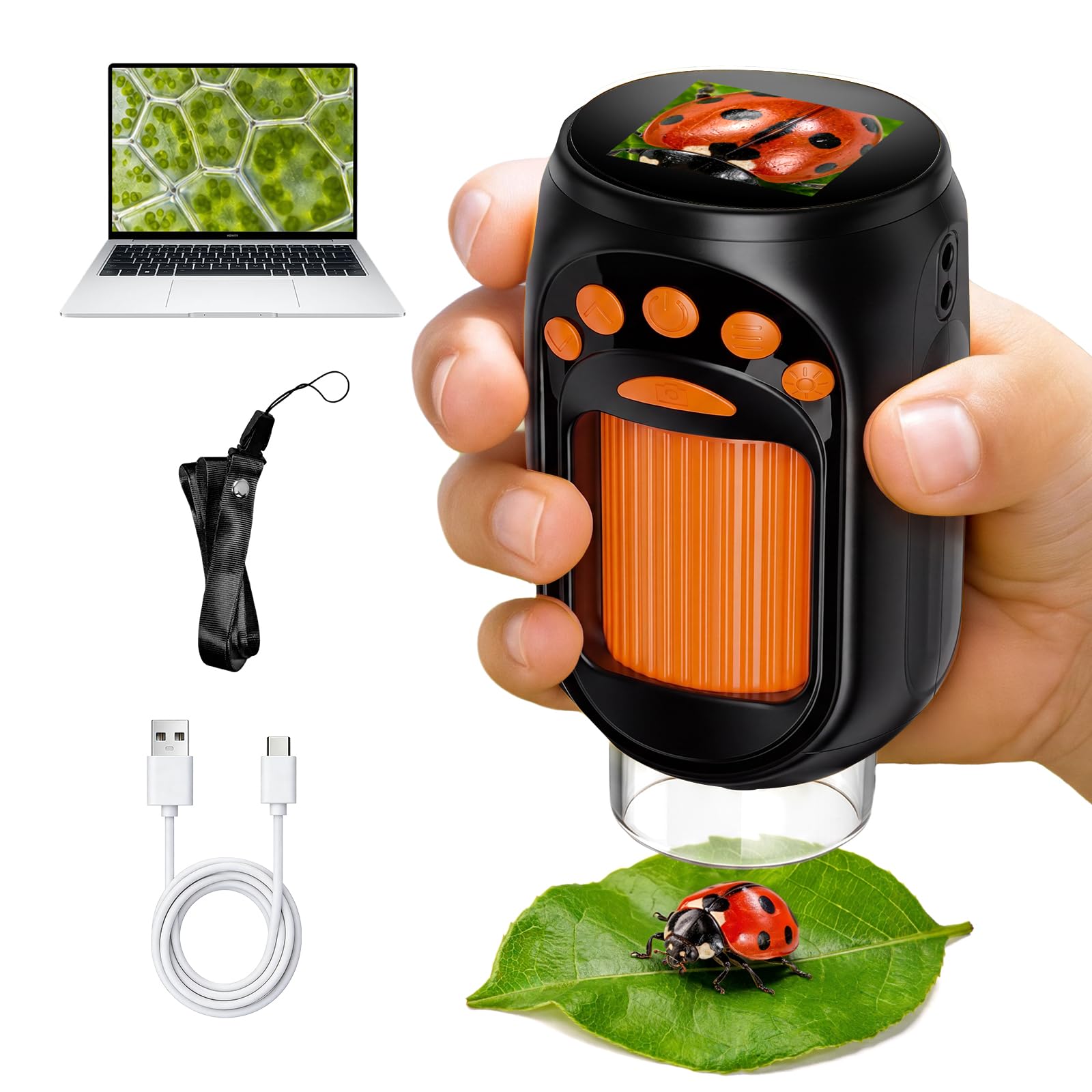 GMYGBY Kids Portable Microscope, Digital Microscope for Kids with LED Light