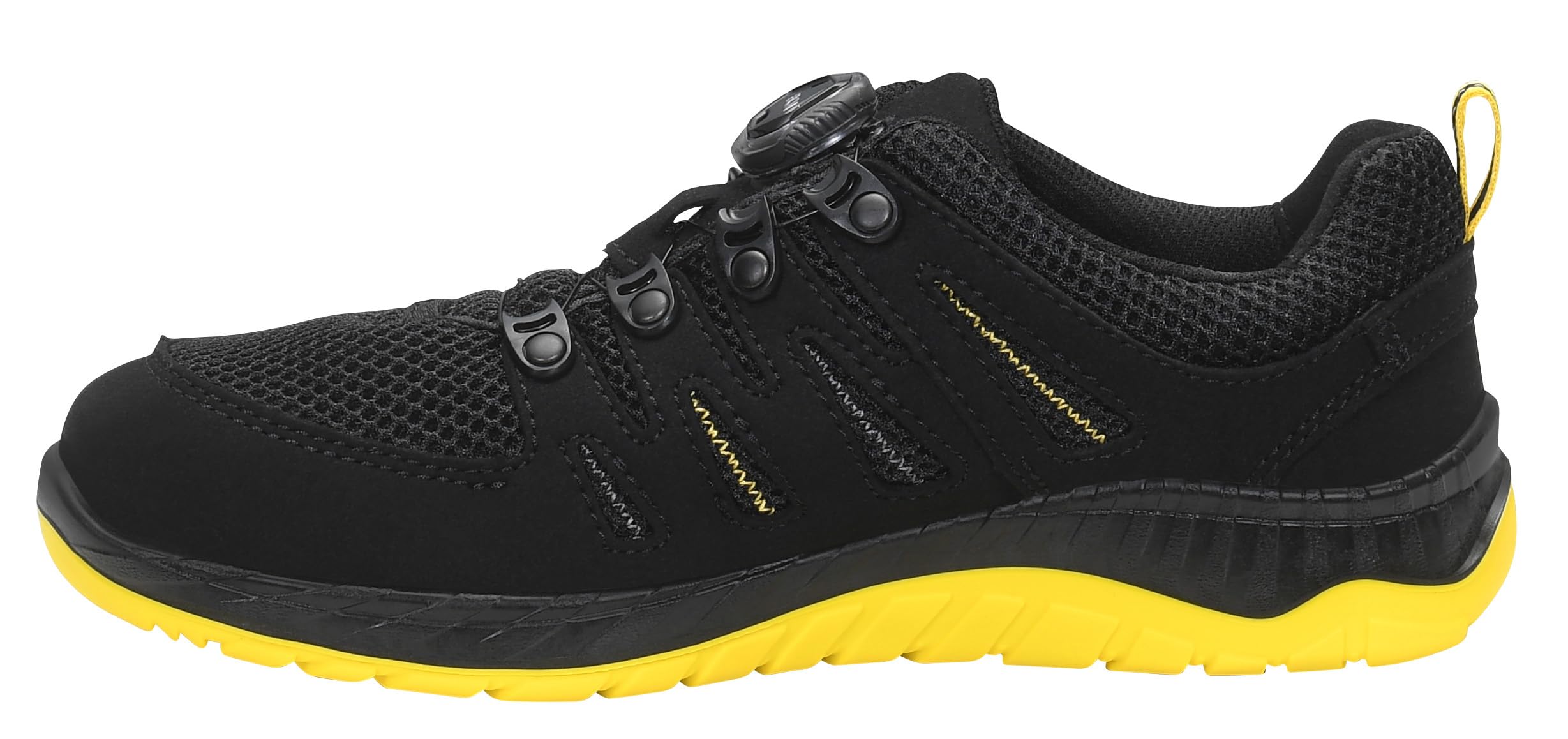 ELTEN Berufsschuh Maddox BOA Black-Yellow Low ESD O1, Damen und Herren, Textil, leicht, sportlich, Schwarz/Gelb 38, Schwarz|Gelb