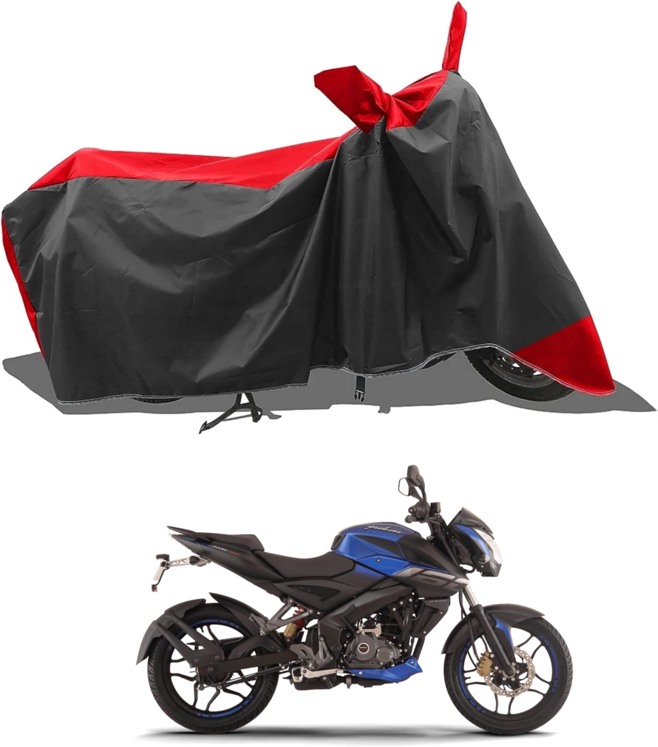 KEDIT New Bajaj Pulsar NS-160 Universal Motorcycle Bike/Scooty Two Wheeler Safety Full Body Cover Red Patta Colour KE-K-90