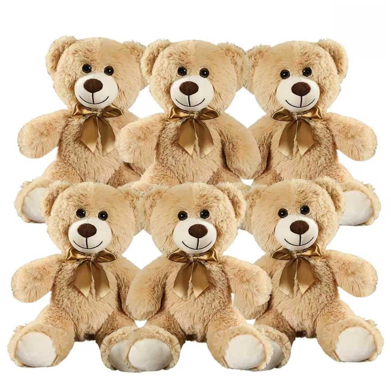6 Pcs Teddy Bear Stuffed Animals Bulk 12.5 Inch Soft Cuddly Stuffed Teddy Bear Plush Toys Centerpieces for Baby Shower Cute Kids Birthday Wedding Party Light Brown
