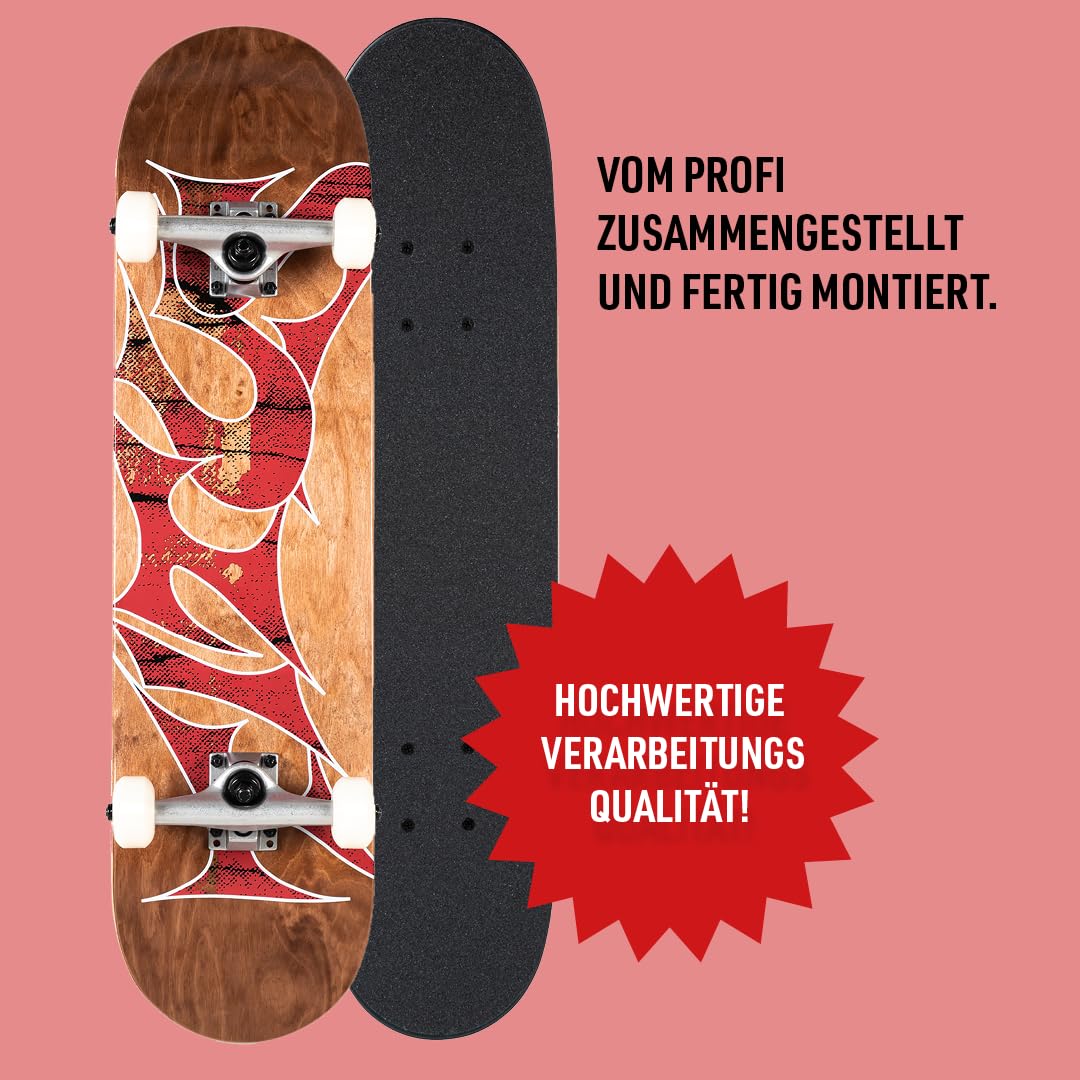 TITUS Skateboard complet en bois d'érable 7 couches déjà assemblé pour adolescents, adultes, débutants, professionnels, filles et garçons