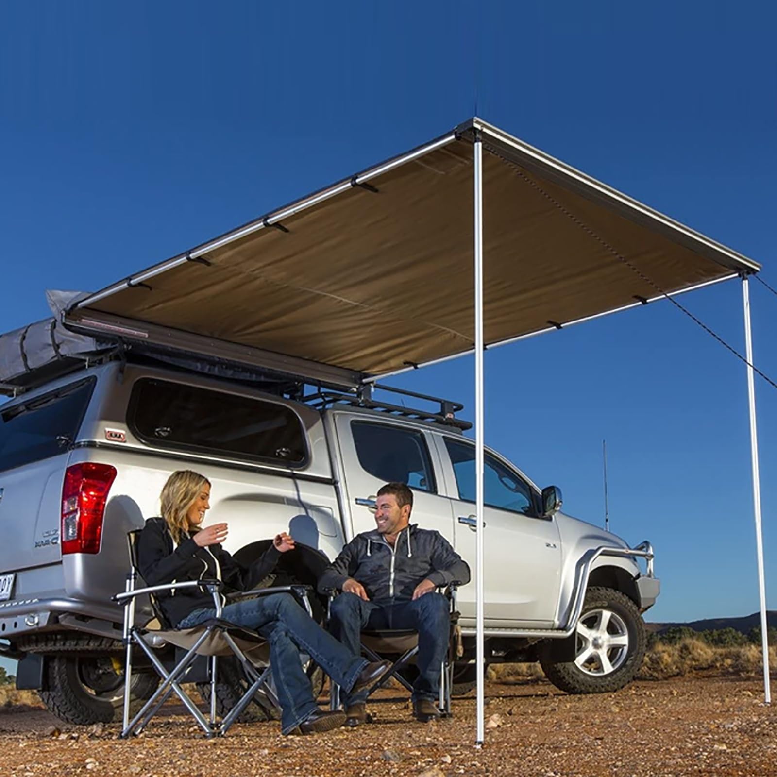 Tendalino da Tetto per SUV, tendalino Laterale Retrattile per Auto, tendalino da Esterno per Auto, Tessuto Oxford 420D, Resistente alle intemperie, per SUV/Camion/Furgone (Dimensioni: 200x200 cm/6,6