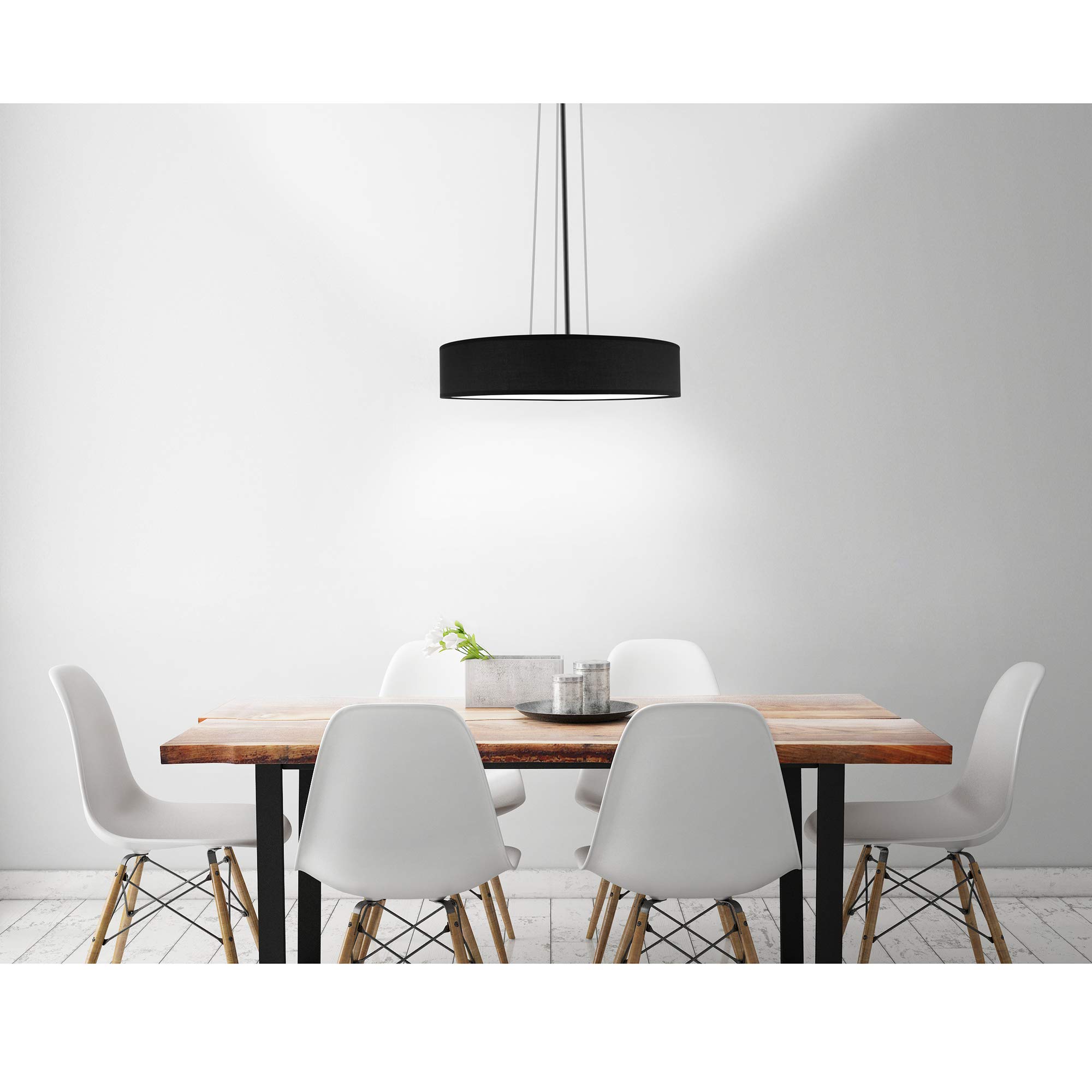 Smartwares IDE-60044 Lámpara de techo, pantalla de tela de 50 cm de diámetro, cuatro apliques con casquillos E27, compatible con bombillas de hasta 18 W, Iluminación de Interior, IP20, Negro