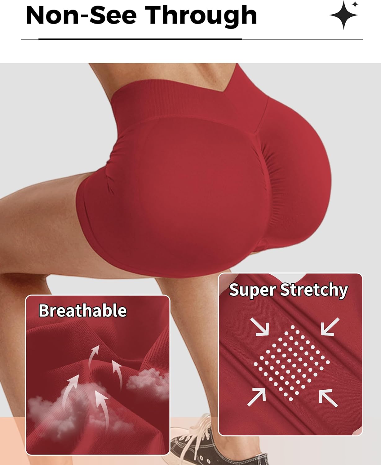 Women Workout Impact Shorts 4.5 Scrunch Butt Lifting Tummy Control Gym Shorts V Back Comfy Seamless Booty Biker Shorts - Image 5