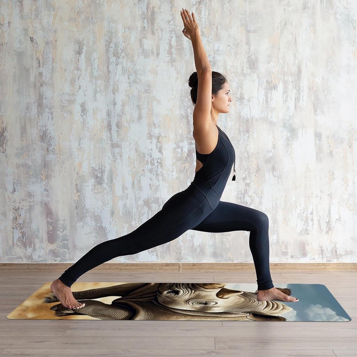 Yoga Towel, Rhino Animal Print Non Slip Sweat Absorbent Hot Yoga Mat Towel for Hot Yoga, Pilates and Fitness - 72.8" x 26.8"