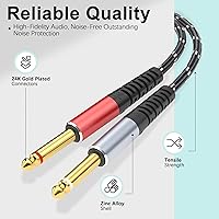 Vista 5 de Cable divisor en Y estéreo de Lightning a dual de 6,35 mm 1/4" TS mono, cable de audio 3 en 1 a dual de 1/4 pulgada, compatible con amplificadores