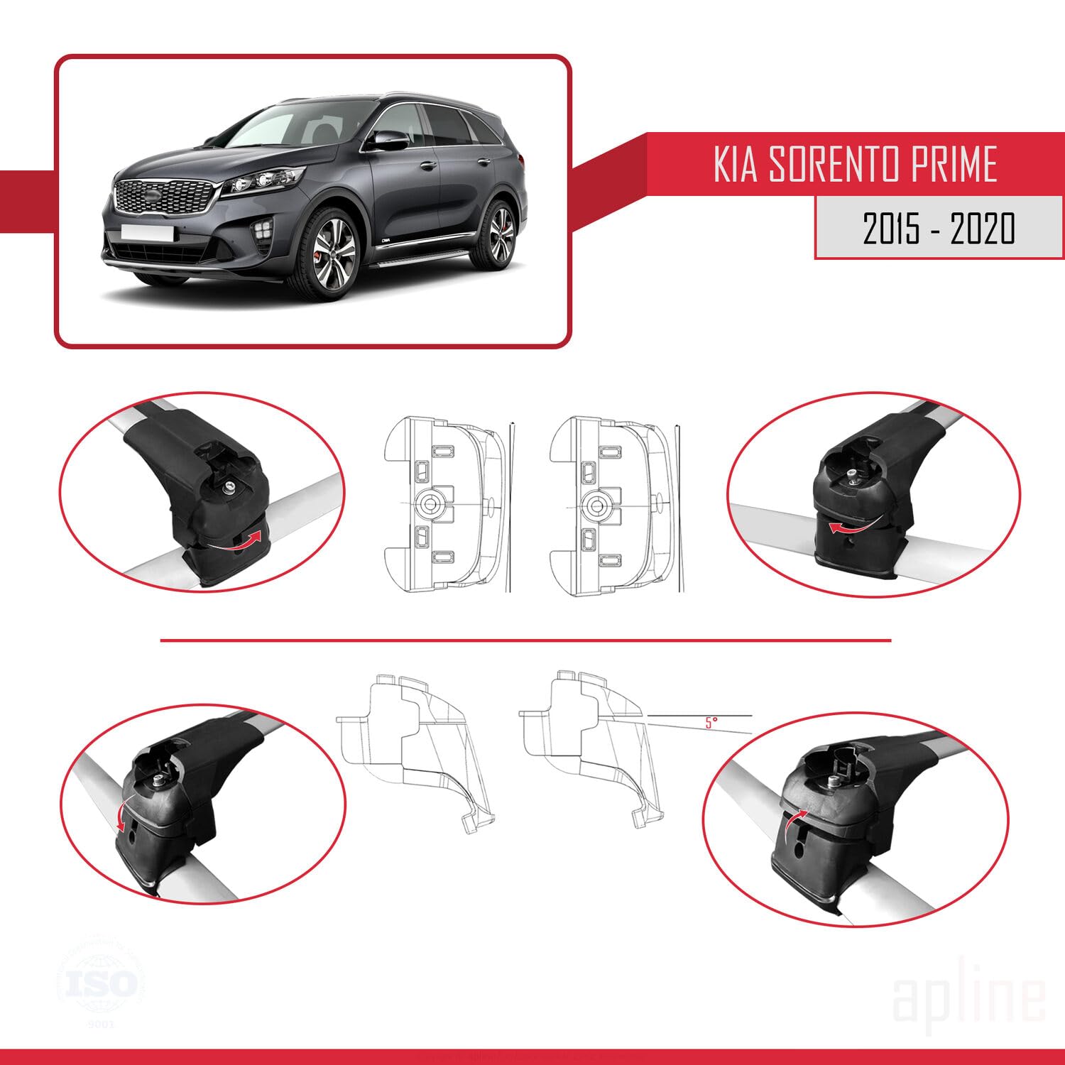 Produktbild von Kompatibel Mit Kia Sorento Prime (UM) 2015-2020 Relingträger ACE-2