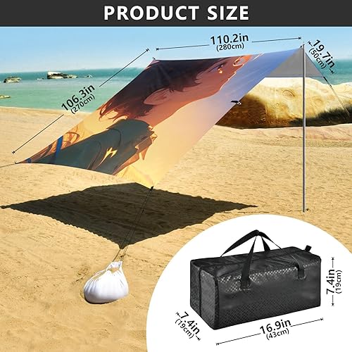 Miniatura 3 de Curious Boy - Tienda de campaña y toldo UPF50+ de fácil instalación con postes resistentes, sacos de arena y pala para viajes de campamento, pesca,