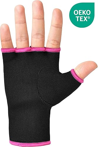 Miniatura 2 de RDX Guantes interiores de boxeo para hombres y mujeres, vendajes elásticos de medio dedo, protección de puño debajo de los mitones, Muay Thai,