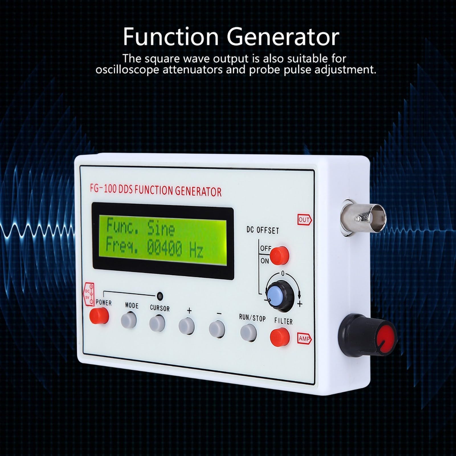 Signalgenerator, FG100 DDS FG 100 DDS Funktionsgenerator Signalgenerator Signalquelle Generator Meter Sinuswellenfrequenz 1Hz 500kHz Zähler