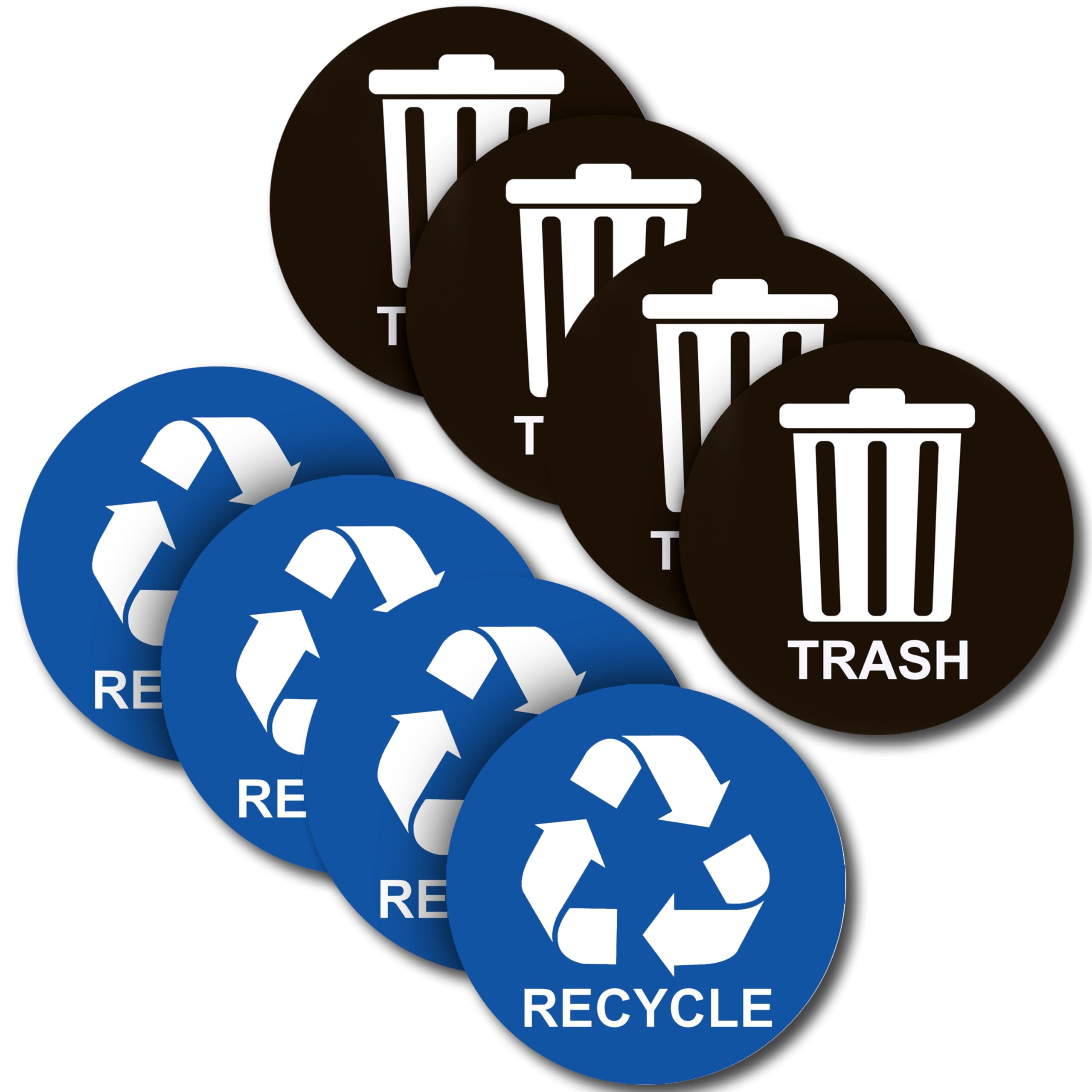 ASSURED SIGNS Recycle Stickers for Trash Bins - 4 Pack 5 Inch Round Labels