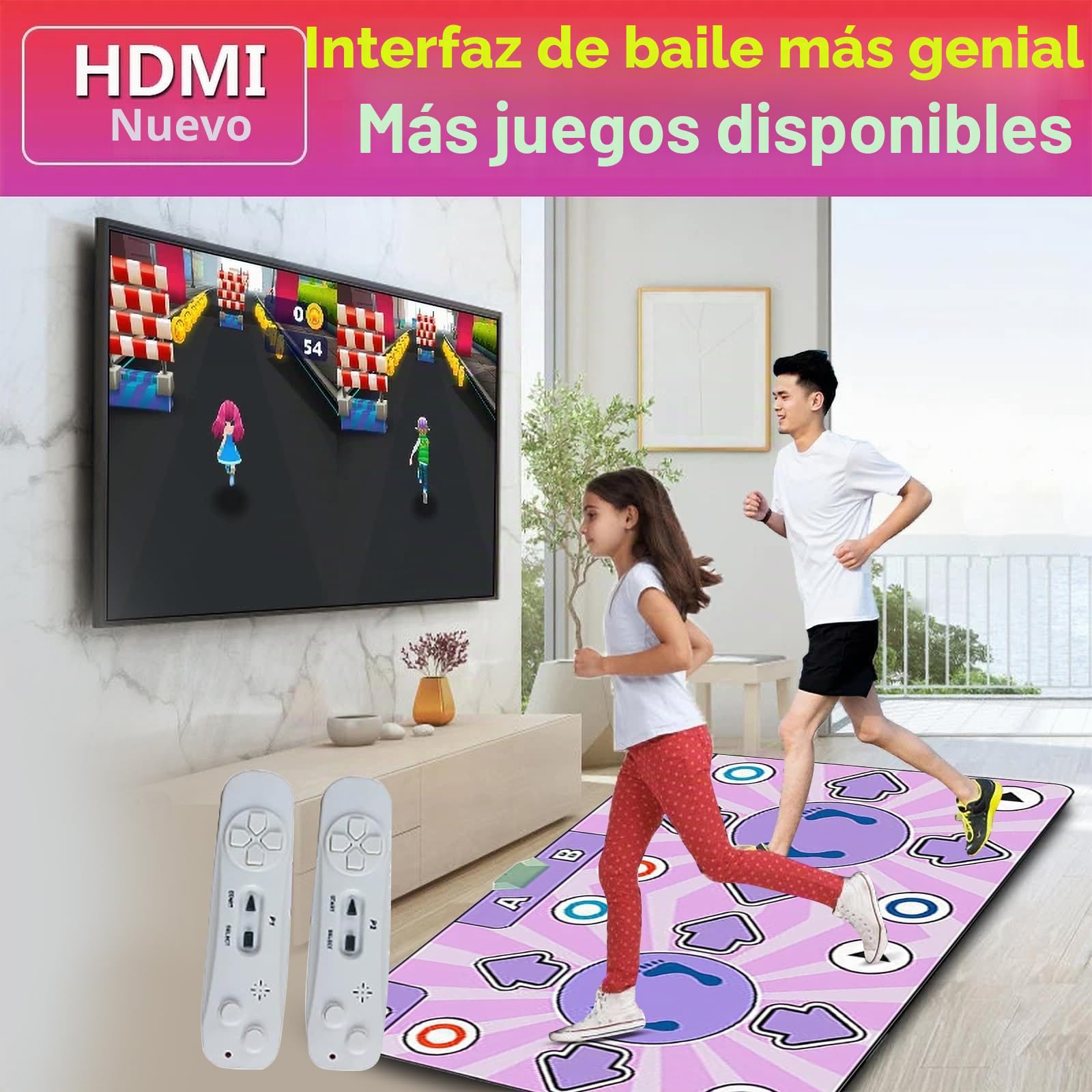 Alfombra De Baile,Alfombra Baile Niña,Alfombra De Bailes Electrónica Con 2 Mandos De Juego,Maquina Recreativa Arcade,Arcade1up,Play Hit,Alfombra Musical,100 Canciones y 65 Juegos (Morado claro)
