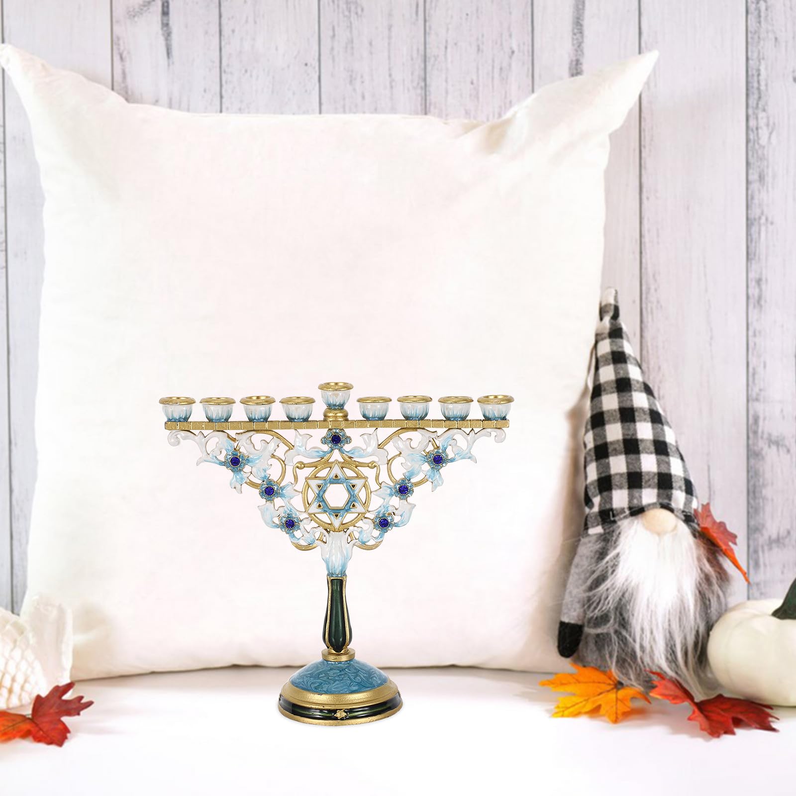 DOITOOL Portacandele decorativo per Menorah di Hanukkah a 9 rami per la cerimonia di Chanukah - Portacandele a 9 bracci per la cerimonia di di candela