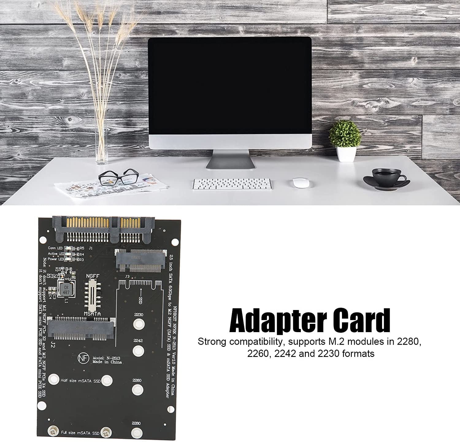 ETZIN NGFF M.2 to SATA Converter Adapter, SATA M.2 + MSATA SSD to SATA Hard Drive Adapter Card for Computer, Supports M.2 modules in 2280, 2260, 2242 and 2230 formats-EPL-423HS. — Amazon image 6