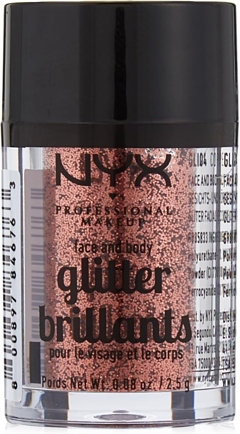 NYX PROFESSIONAL MAKEUP Face & Body Glitter, Copper 04, 2.5 Gm