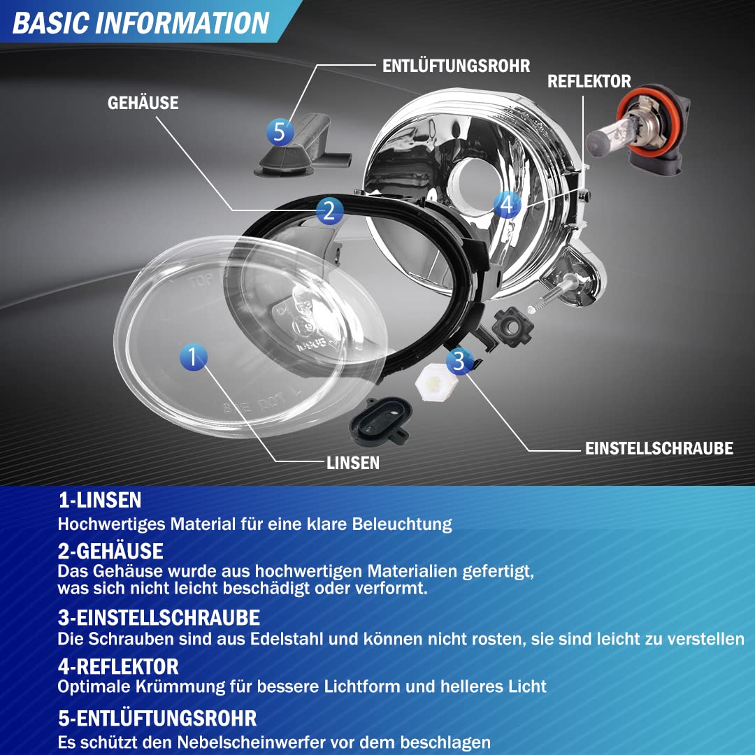 faros antiniebla para 3er(HB/SDN/WGN) (E46) 09/2001-07/2005 für M-Tech Stoßstange/BMW 3er(CPE/CONV) 09/2001-12/2007 für M-tech Stoßfänger Ein Paar (Lentille claire)