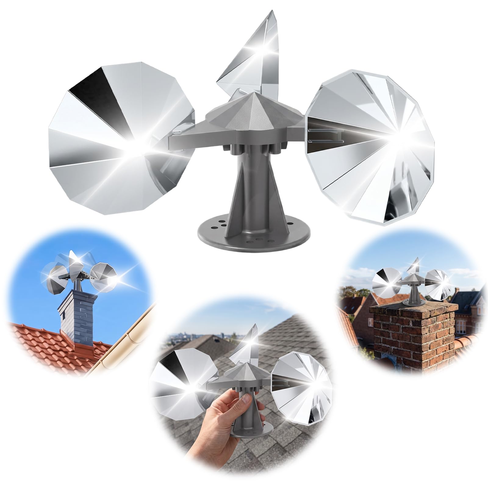 Windbetriebenes Vogelschreckgerät, 360° rotierende, reflektierende