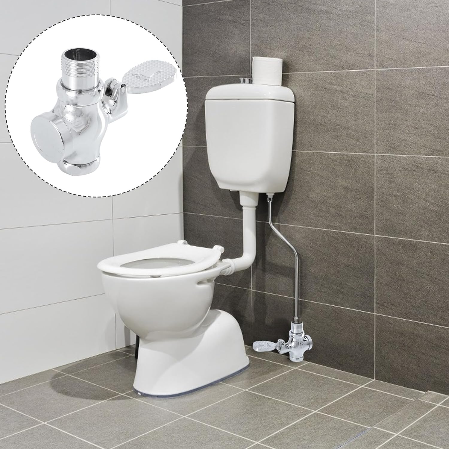 Urinal Foot Pedal Flush Valve for Bathroom with Superior Flush Accuracy Wear-resistant Material Easy Installation Suitable for Home Office Hotel Use