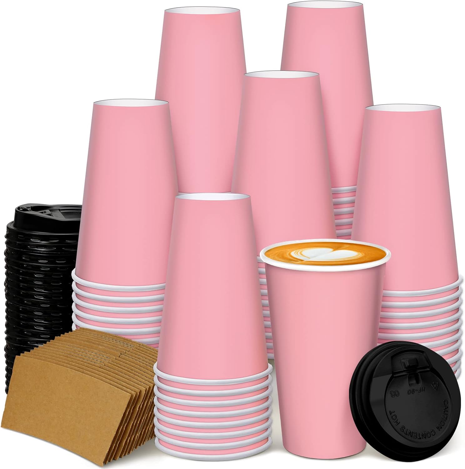Hoolerry 90 Pcs 16 oz Disposable Coffee Cups Paper Cups