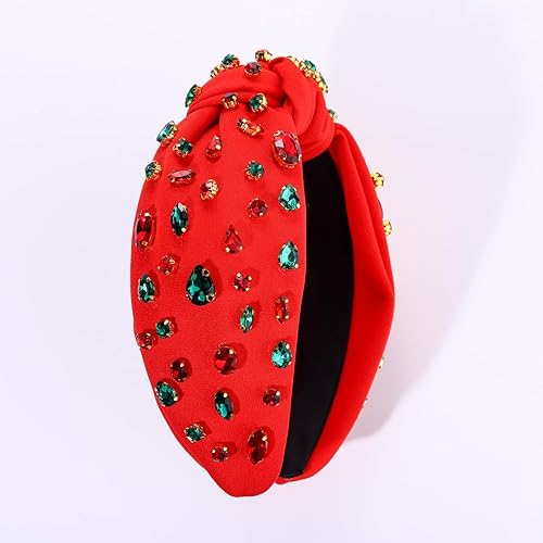 Vista 9 de NVENF Diademas anudadas con diamantes de imitación para mujer, diademas con cuentas de cristal, diadema con nudo superior, diademas de moda