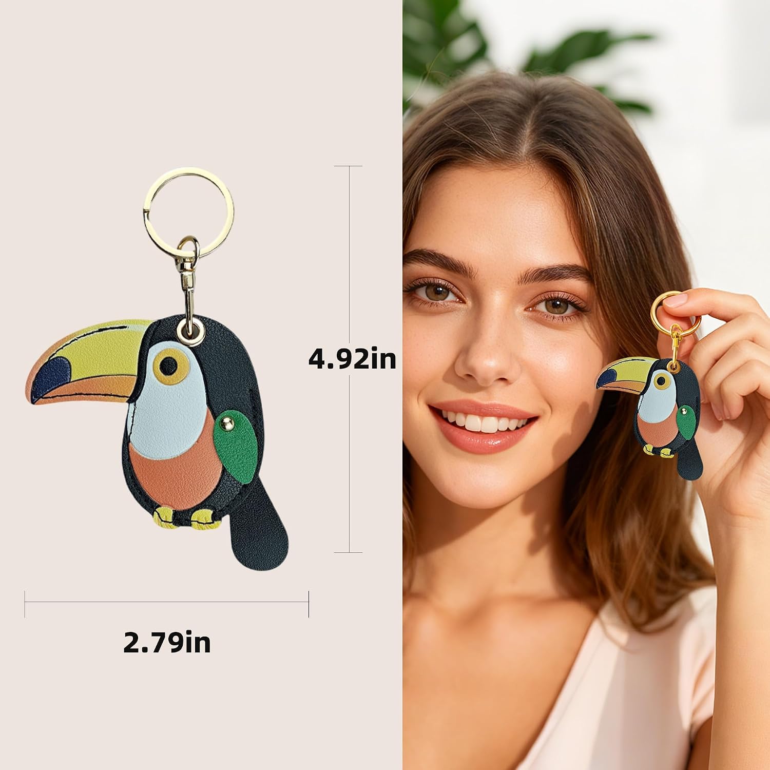 For AirTag Keychain cute, Hidden Cute Air Tag holder with Keychain Ring Leather Case for Keys, Bag, Pets image 3