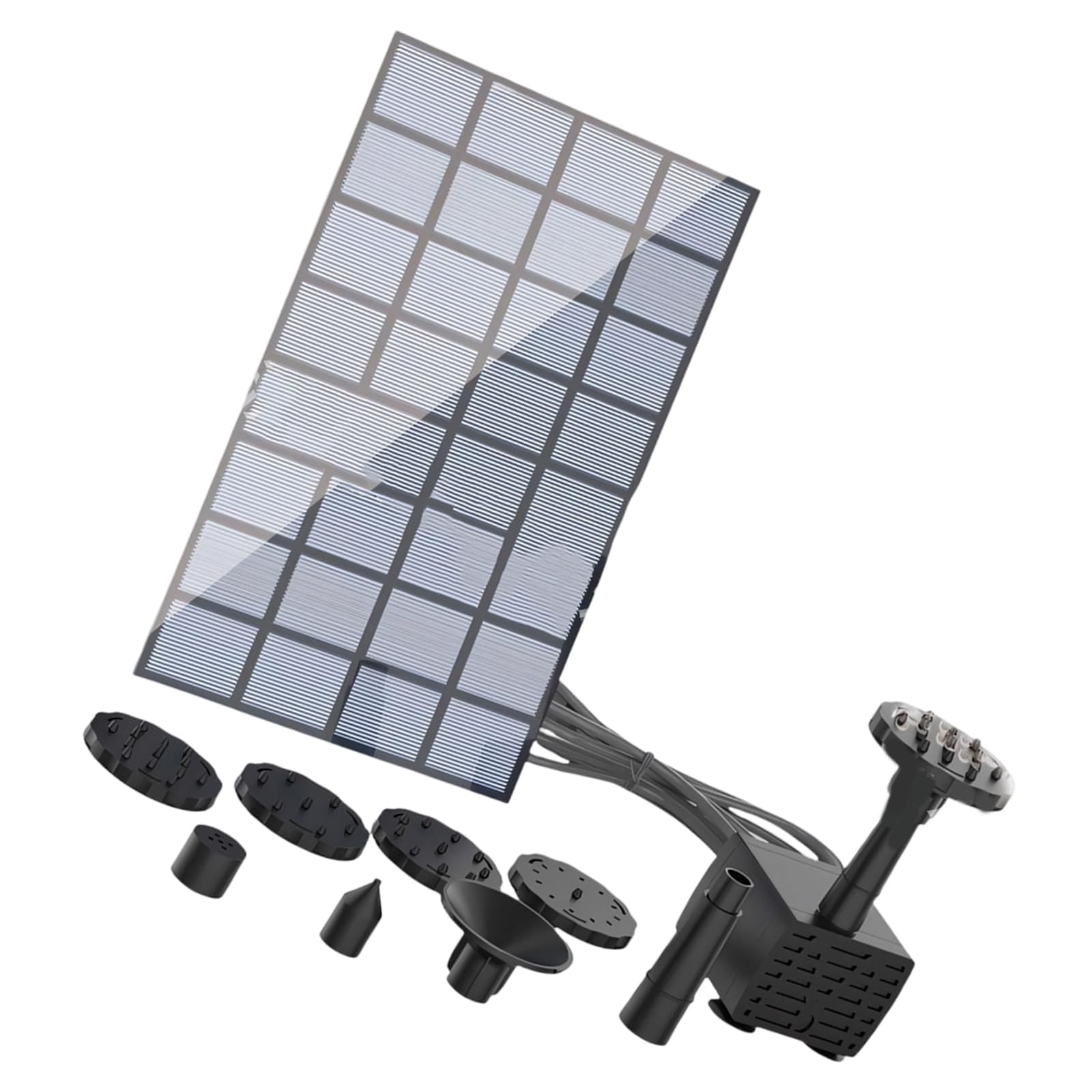 2.5W Solar Power Water Pumps Dry Run Protective Fountain Pumps with 6 Nozzle for Bird Baths Backyard Water Features with Dry Run Protections