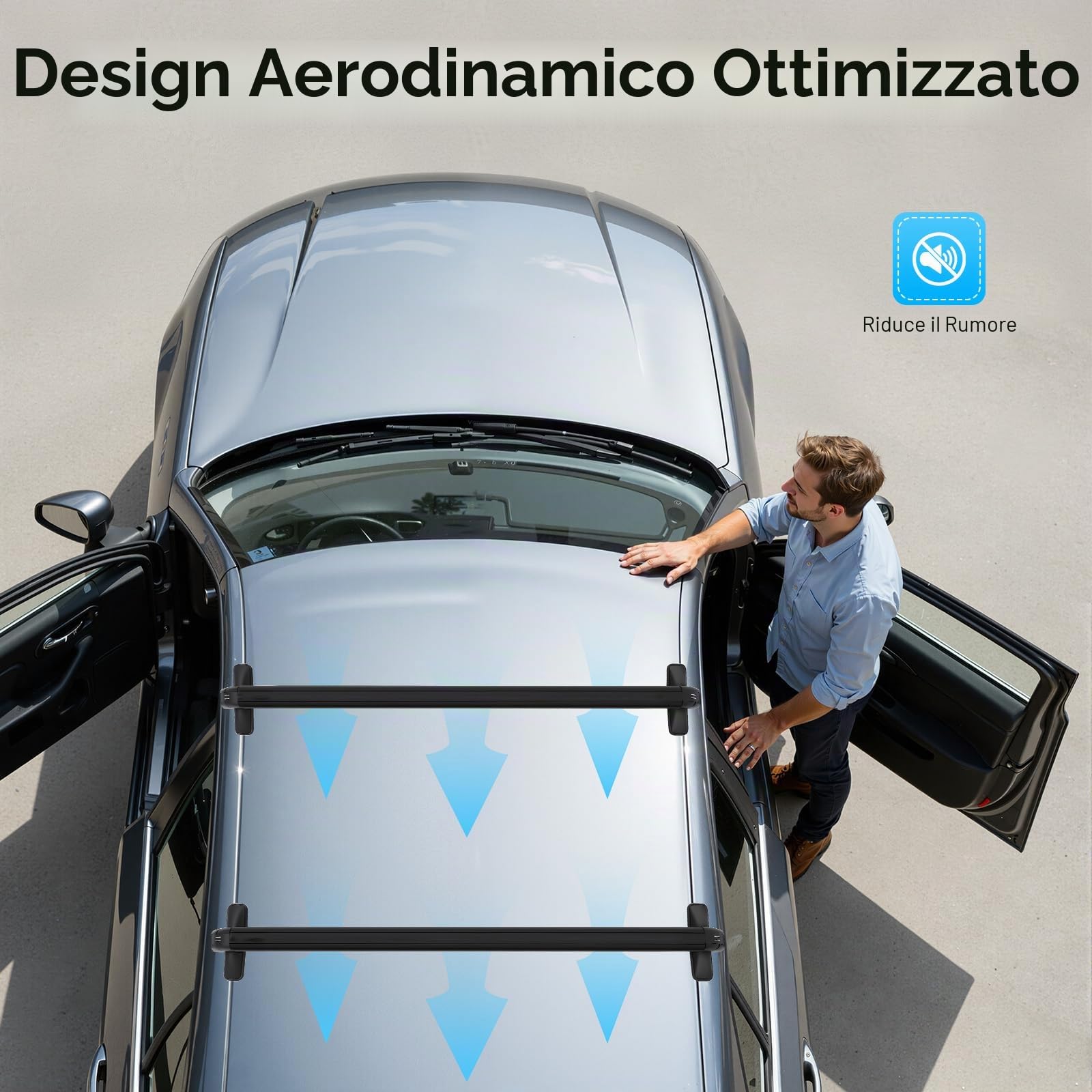 Barre portatutto universali in 2 parti, barre portatutto portatutto per auto, in alluminio, fino a 45 kg