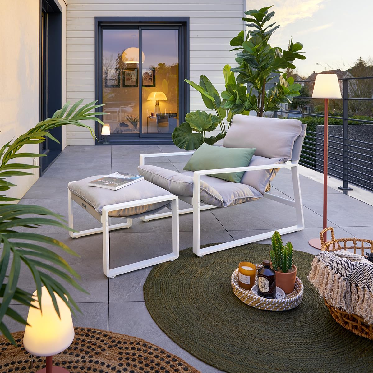 Hespéride - Fauteuil Relax de Jardin Lambinio Blanc en Aluminium en Acier traité en epoxy
