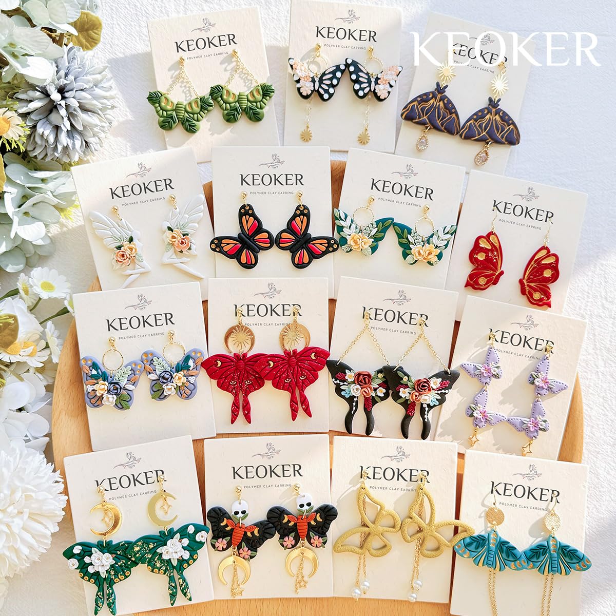 Keoker Lot De 15 Emporte-pièces Organiques Pour Argile Polymère - Formes Florales Pour Bijoux Et Boucles D'Oreilles