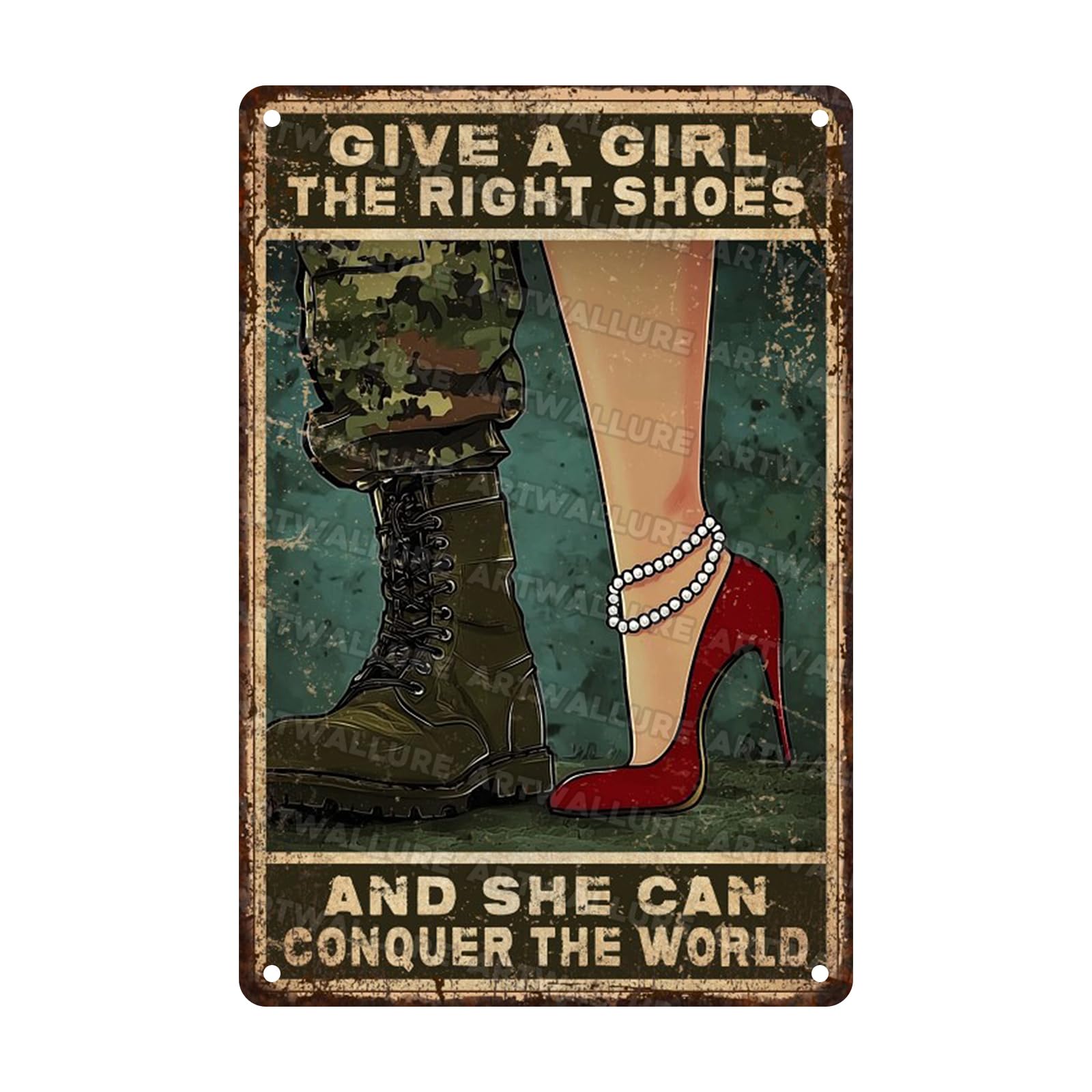 Anceky Vintage Sign Give A Girl The Right Shoes Metal Tin Sign Funny Wall Decor for Home Yard Garage Farmhouse Bar Kitchen 12×8 Inch
