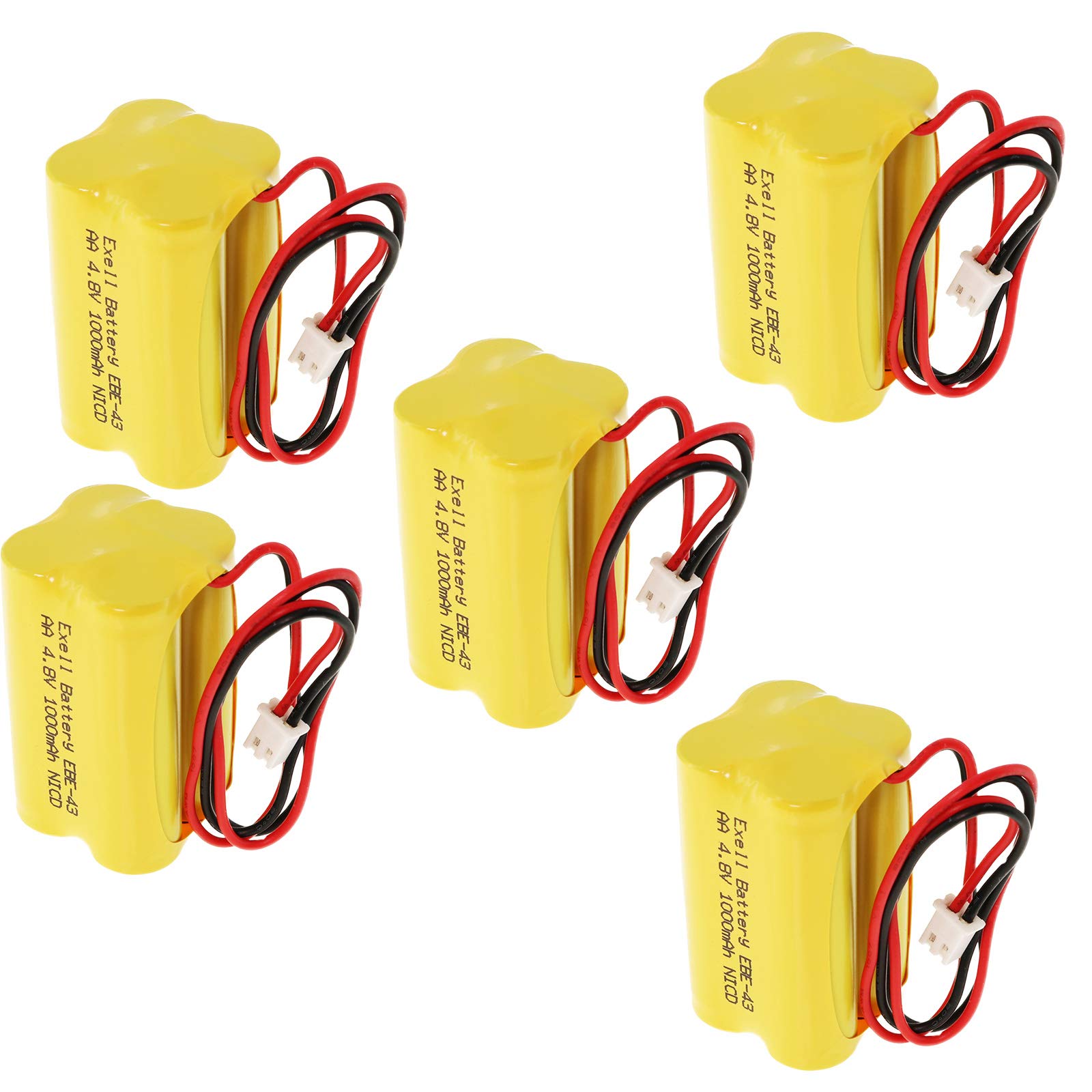 (5-Pack) 4.8V 1000mAh Emergency/Exit Lighting Battery Fits and Replaces ANIC1117 Unitech Systems D-AA500 Daybright BL93NC487 E-conolight E-XP2RBW Emergi-lite BL93NC487 Emerlight BL93NC487