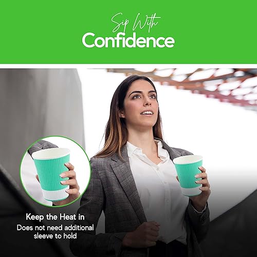 Vista 336 de Vasos de café de papel aislado de pared corrugada, 8 oz, Anaranjado