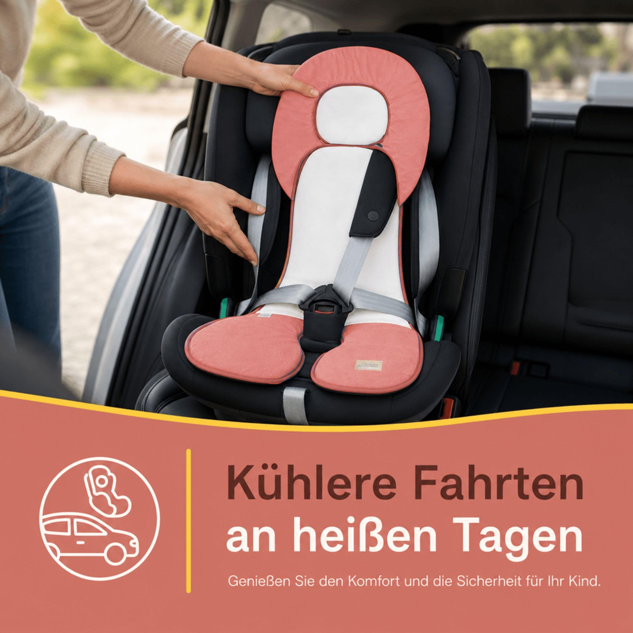 Odenwälder Babycool Sitzauflage für Autositze I Atmungsaktive Sommer Sitzeinlage Autositz I Schonbezug atmungsaktiv I Sommerbezug - Kühlt und schützt den Sitzbezug vor Flecken