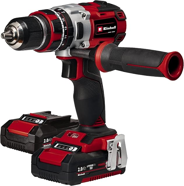 Einhell Power X-Change 60Nm Cordless Drill Driver With 2 x Batteries And Charger - 18V Brushless 3-in-1 Combi Drill, Hammer Drill And Screwdriver - TE-CD 18 Li-i Impact Drill Set
