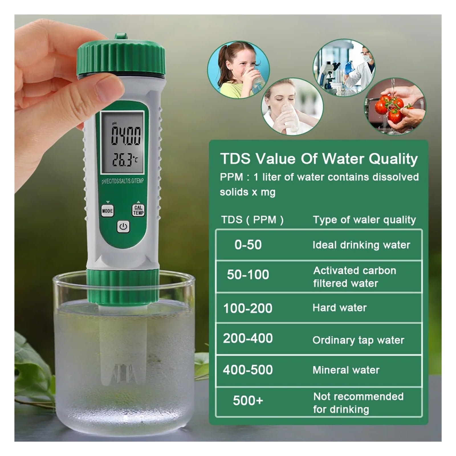 Miernik Zasolenia 0-199 PPt 6 W 1 PH EC TDS SALT SG TEMP Miernik Jakości Wody W Akwarium ATC Wielofunkcyjny Monitor Przewodności
